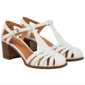 Churchs Deanne Leather White Fisherman Heeled Sandals Womens Sz 105 or 405
